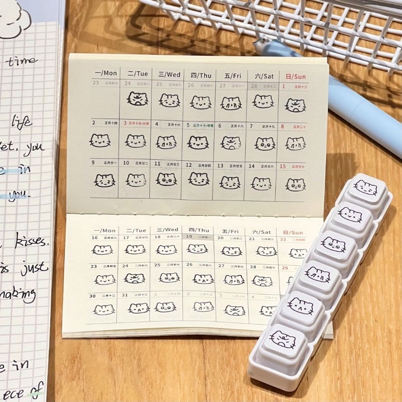 Rubber Date Stamp - Niedliches Katzen-Cartoon-Abziehstempel mit Fotosensitivität, Hochwertiges Design